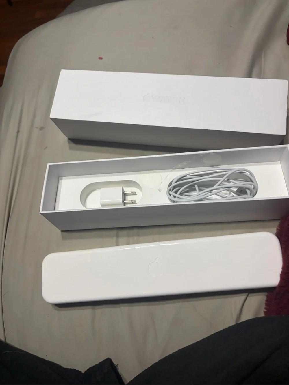 Apple White Magnetic Charging Case for Apple Watch with Box and the actual watch